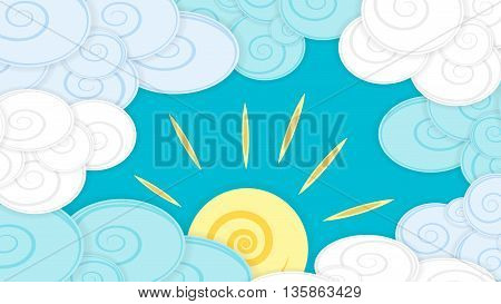Abstract background image with sun and clouds material design