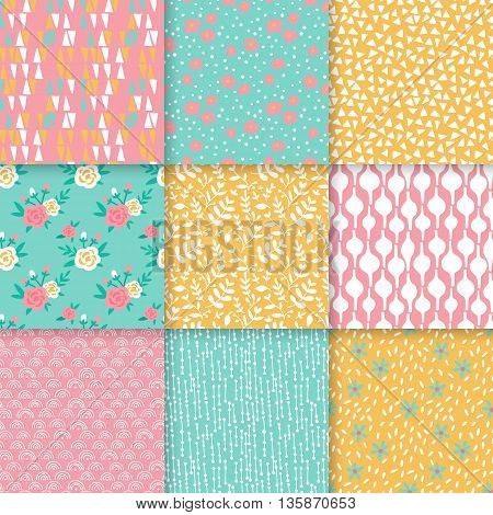 Hand drawing summer seamless pattern design. Abstract background for web and graphic design
