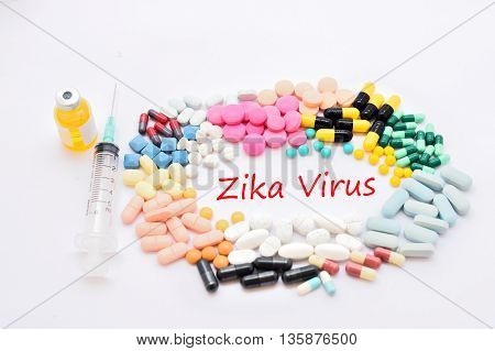 Drugs for Zika virus treatment, medical concept