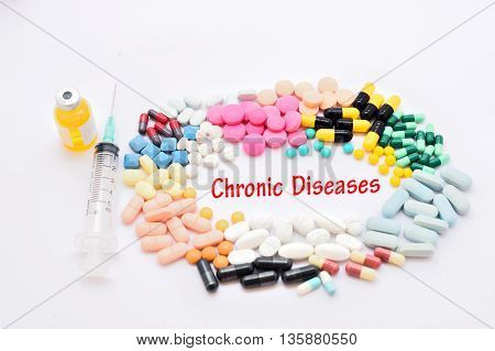 Drugs for chronic diseases treatment, medical concept