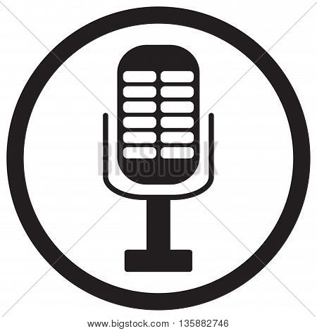 Microphone icon isolated. Microphone isolated and music microphone icon. Vector vintage microphone illustration icon