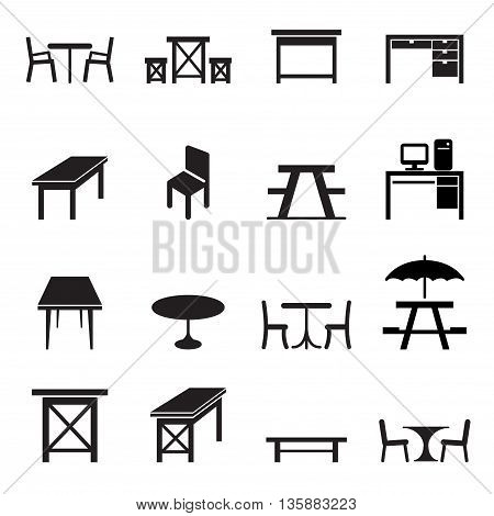 table icons set Vector illustration Graphic design