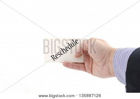 Reschedule text concept isolated over white background