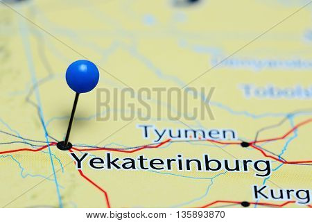 Yekaterinburg pinned on a map of Russia