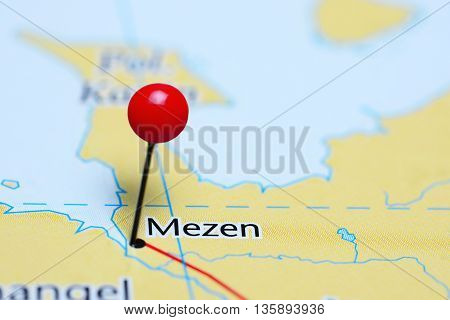 Mezen pinned on a map of Russia