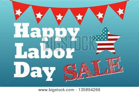 Happy labor day card United States of America. Celebrate labor day USA sale banner. Vector illustration poster.