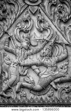 A stone carving from a buddhist temple situated in the city of Phetchaburi in Thailand.