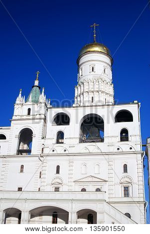 Ivan Great bell tower of Moscow Kremlin. UNESCO World Heritage Site. Color photo.