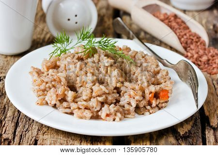 Rice porridge of red rice varieties devzira selective focus