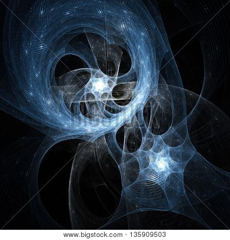 Starry Nebula. Attraction of two nuclei. Sacred geometry. Mysterious psychedelic relaxation pattern. Fractal abstract texture. Digital artwork graphic design astrology alchemy magic.