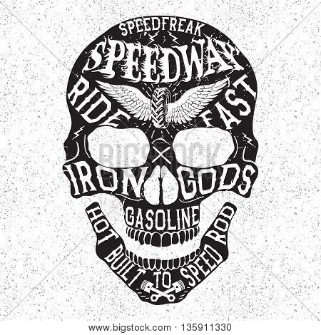 Vintage label with black skull .Vintage style.Typography design for t-shirts