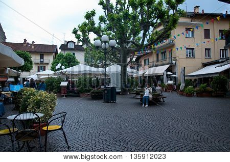 30 may 2016-stresa-italy- overview of the beautiful town square of Stresa