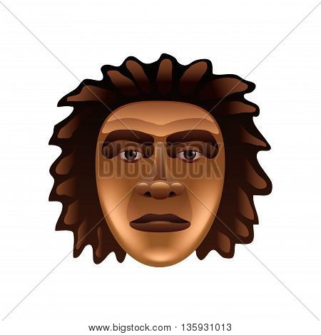 Prehistoric man face isolated on white photo-realistic vector illustration