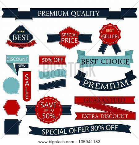 Set of badges labels Stamps Ribbon Vector/illustration.