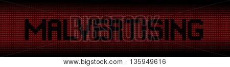 Malvertising text on red laptops background illustration