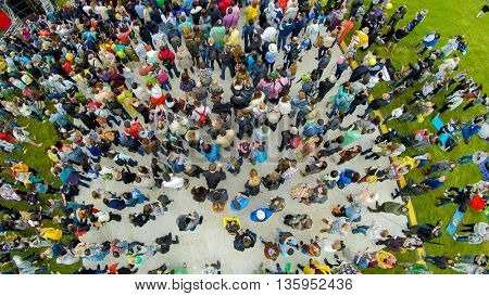 MOSCOW - JUNE 4: People attend open-air concert on International Jazz Festival 