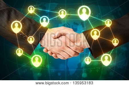 Business handshake, social netwok concept