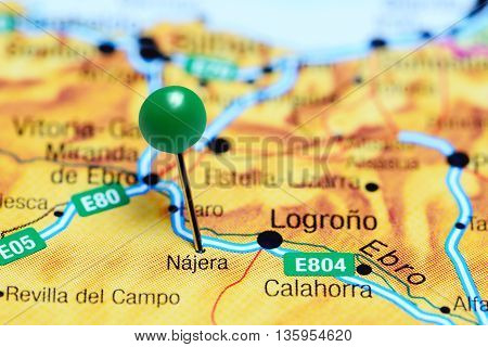 Najera pinned on a map of Spain