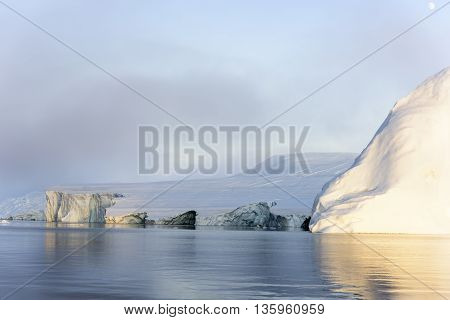 Icebergs are on the north pole, arctic ocean, Ilulissat town at Greenland