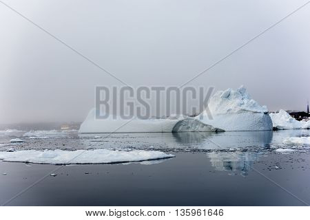 Icebergs are on the north pole, arctic ocean, Ilulissat town at Greenland