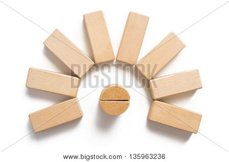 Wood Block Stacking As Circular Step .