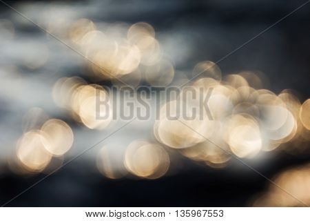 Dreamy Abstract Sparkle Shining Orange Golden Bokeh Light Crystalline Water In River Surface Romanti