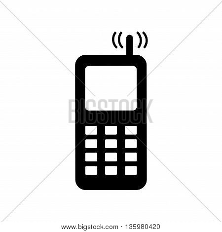 Phone sign. Telephone icon great for any use. Cell phone image. Flat design style. Monochrome icon isolated on white background. Stock Vector illustration