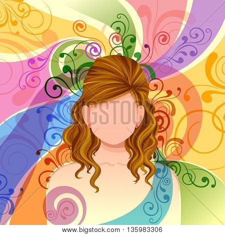 Vector design of beautiful young woman with elegant hair style