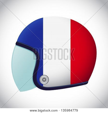 Vector stock of retro classic motorcycle helmet with France flag