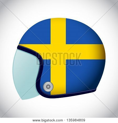 Vector stock of retro classic motorcycle helmet with Sweden flag