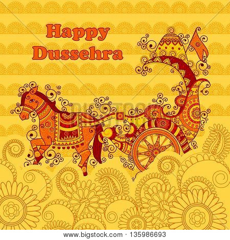 Vector design of Happy Dussehra chariot in Indian art style