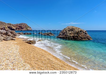 Beautiful Paleochori Beach Located On The South Coast Of Milos. Cyclades, Greece.