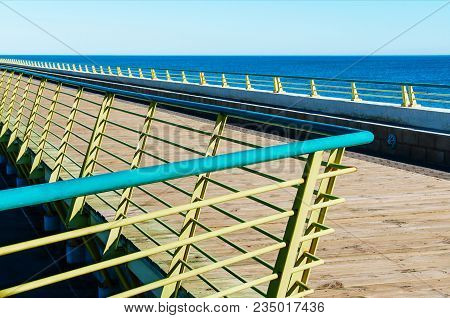 Walkway And Handrail Along Sea ,torrevieja, Spain