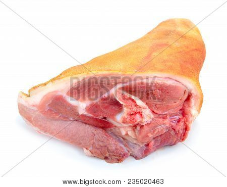 Raw Eisbein Or Ham Hock, Or Schweinshaxe. Isolated On White Background.