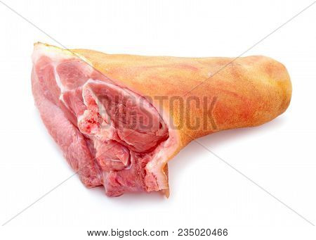 Raw Eisbein Or Ham Hock, Or Schweinshaxe. Isolated On White Background.