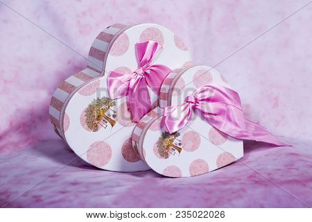 Pink, Gift Box, Heart, Flower, Delicacy, Beauty
