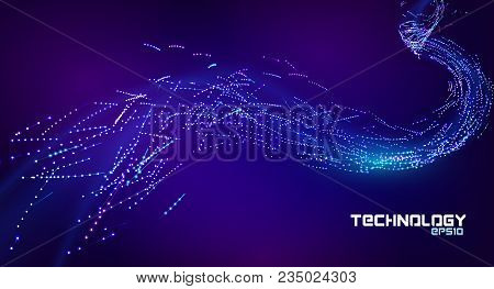 Particle Flow Stream. Line Art. Abstract Data Stream Illustration. Particle Flow Abstract Background