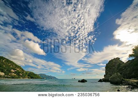 View Of Beach Of Kontogialos, Pelekas, Corfu, Greece