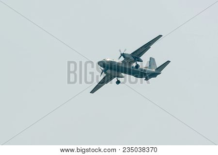 Tyumen, Russia - August 11, 2012: On A Visit At Utair Airshow In Heliport Plehanovo. Flying An-26b O