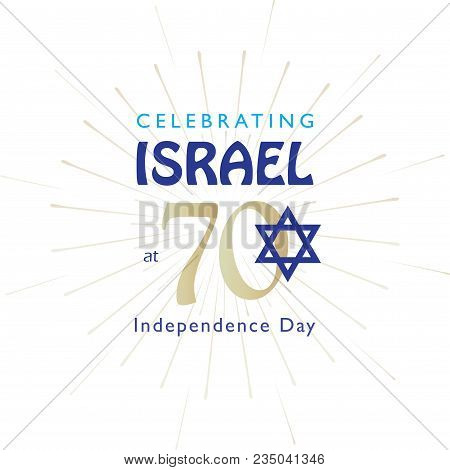 Israel 70 Anniversary, Independence Day, Calligraphy Text Festive Greeting Poster, Jewish Holiday, J