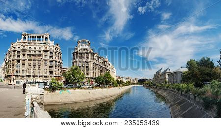 Bucharest, Romania - September 9, 2017: Panoramic View Of Historical Buildings In Bucharest City Cen