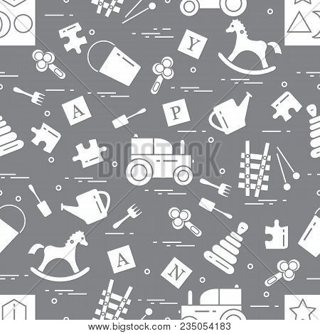 Cute Seamless Pattern With Variety Of Children's
