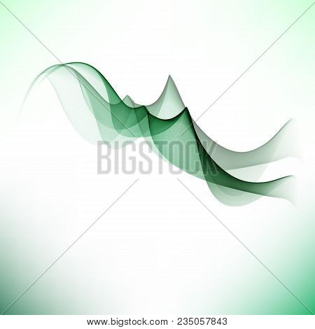 Abstract Vector Background, Green Waved Lines For Brochure, Website, Flyer Design. Illustration Eps1