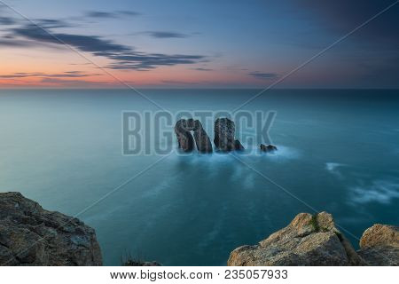Sunset At Liencres, At Costa Quebrada In Cantabria