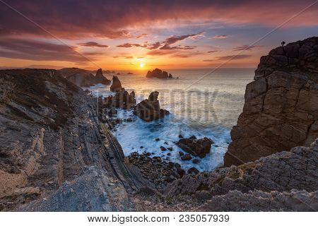 Sunset At Liencres, At Costa Quebrada In Cantabria