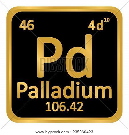 Periodic Table Element Palladium Icon On White Background. Vector Illustration.