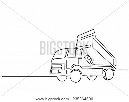 Continuous Line Drawing. Construction Truck Tipper. Vecotr Illustrationvector Illustration