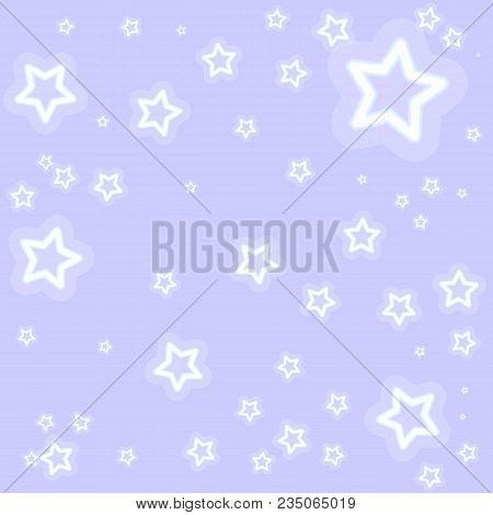 Beautiful Pattern Of Bright Stars On A Lilac Background. Well Suited For Any Printed Product, Like D