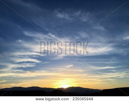 Desert Sunset Panoramic Views From Hiking Trails Around St. George Utah Around Beck Hill, Chuckwalla