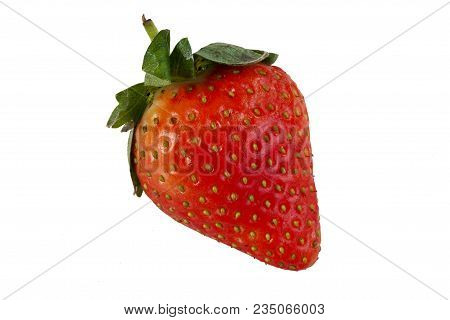 Strawberry Isolated On White Background. Clipping Path.  A Real Real Strawberry.